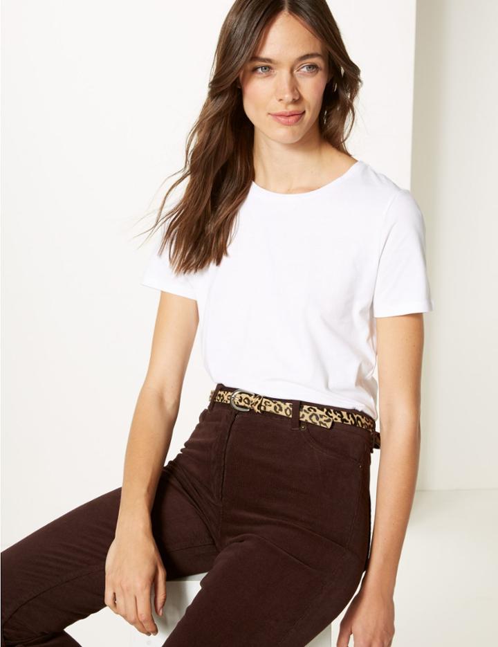 Marks & Spencer Leather Animal Print Hip Belt Brown Mix