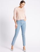 Marks & Spencer All Over Bling High Rise Slim Leg Jeans Light Indigo