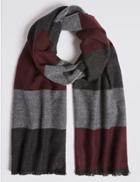 Marks & Spencer Colour Block Wider Width Woven Scarf Rust Mix
