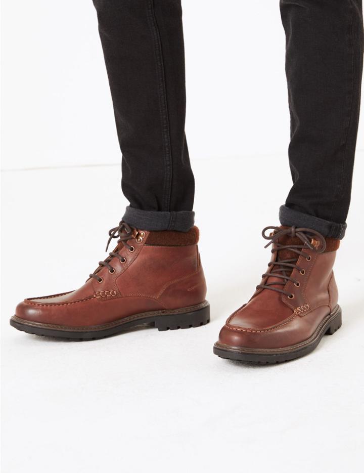 Marks & Spencer Leather Lace-up Casual Boots Brown