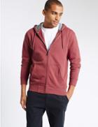Marks & Spencer Cotton Rich Hooded Top Red Mix