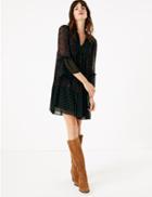 Marks & Spencer Floral Relaxed Mini Dress Black Mix