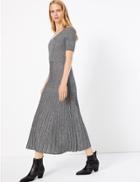 Marks & Spencer Knitted Fit & Flare Dress Black Mix
