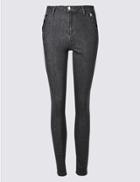 Marks & Spencer Button Detail Roma Rise Skinny Leg Jeans Grey
