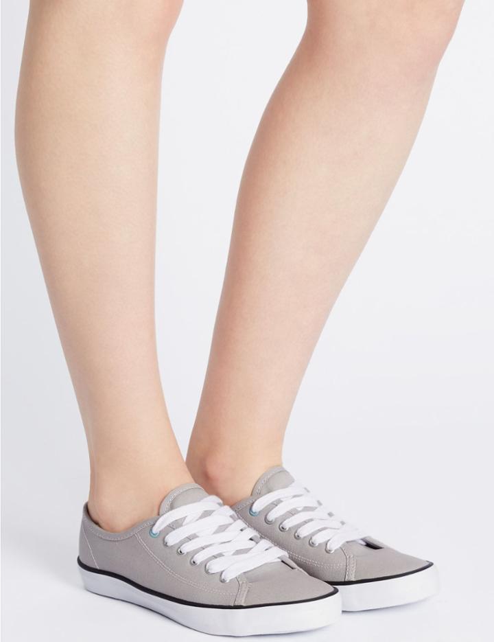 Marks & Spencer Lace Up Canvas Trainers With Insolia Flex&reg; Grey