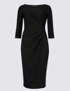 Marks & Spencer Petite 3/4 Sleeve Shift Midi Dress Black
