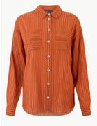 Marks & Spencer Striped Long Sleeve Shirt Ginger