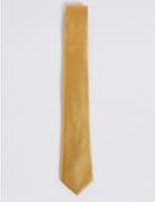 Marks & Spencer Pure Silk Satin Twill Tie Medium Gold