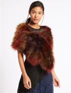 Marks & Spencer Faux Fur Scarf Red Mix