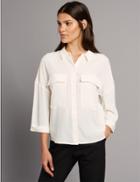 Marks & Spencer Pure Silk 3/4 Sleeve Shirt Ivory Mix