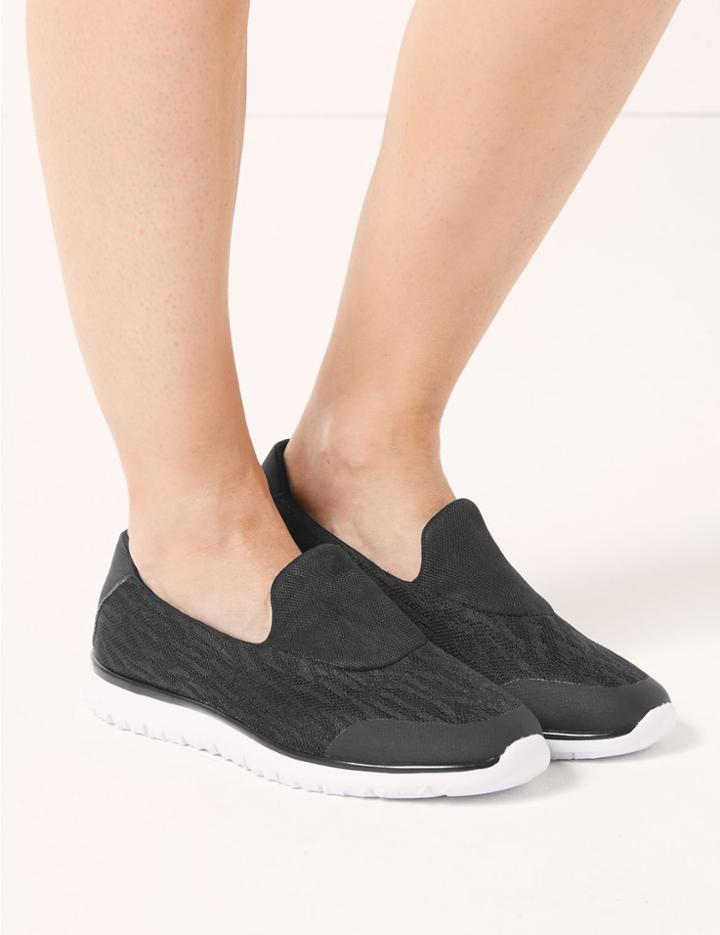 Marks & Spencer Wide Fit Slip-on Trainers Black