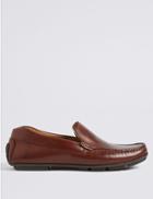 Marks & Spencer Leather Slip-on Driving Shoes Brown