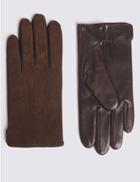 Marks & Spencer Leather Gloves With Cashmere Dark Brown