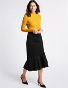 Marks & Spencer Textured Ruffle A-line Midi Skirt Black