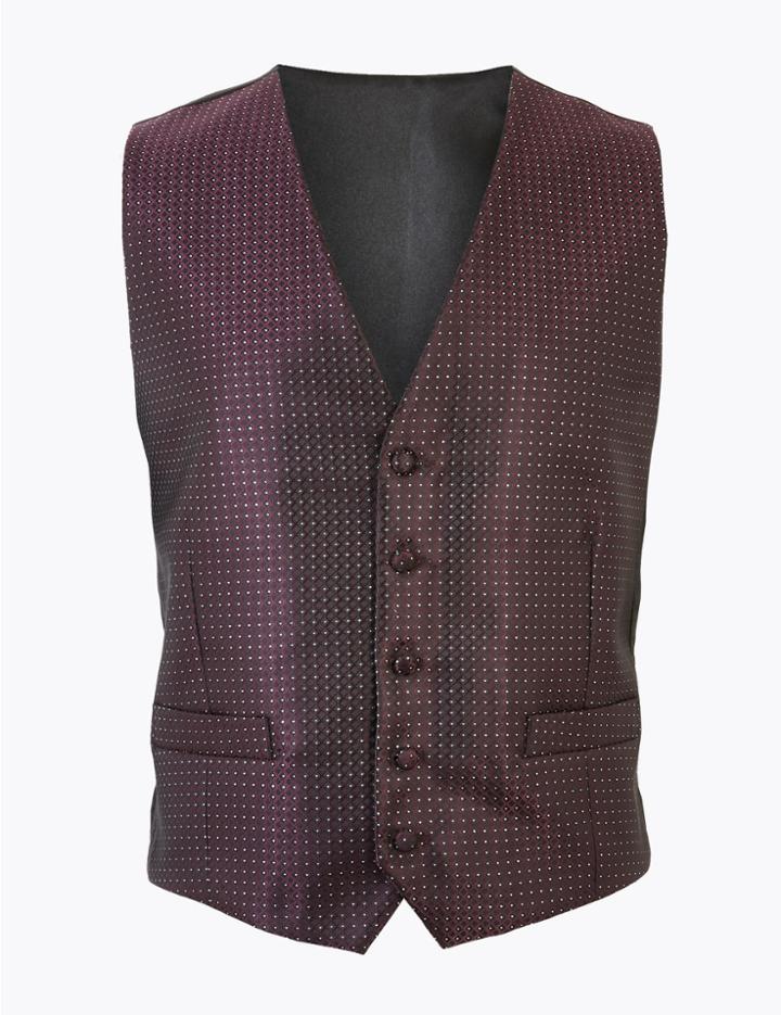 Marks & Spencer Geometric Waistcoat With Sparkle Aubergine Mix