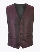 Marks & Spencer Geometric Waistcoat With Sparkle Aubergine Mix