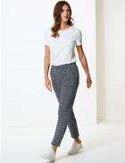 Marks & Spencer Chevron Jersey Peg Trousers Navy Mix