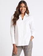 Marks & Spencer Pure Cotton Long Sleeve Longline Shirt Winter White