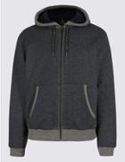 Marks & Spencer Pure Cotton Fleece Lined Hooded Top Denim Mix