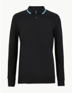 Marks & Spencer Pure Cotton Polo Shirt Black Mix