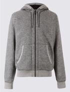 Marks & Spencer Pure Cotton Fleece Lined Hooded Top Grey Mix