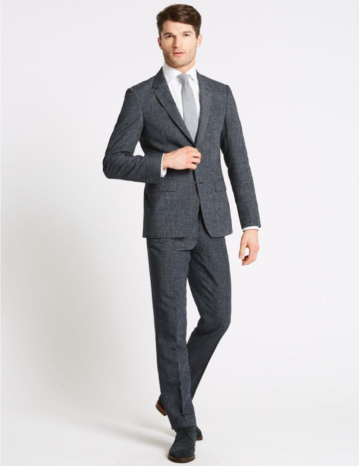 Marks & Spencer Linen Miracle Slim Fit Jacket Denim
