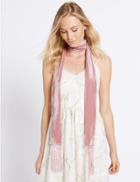 Marks & Spencer Velvet Skinny Tassel Scarf Pale Pink