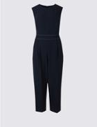 Marks & Spencer Stitched Waist Sleeveless Jumpsuit Navy Mix