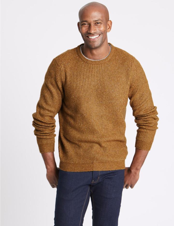 Marks & Spencer Supersoft Ribbed Jumper Mustard