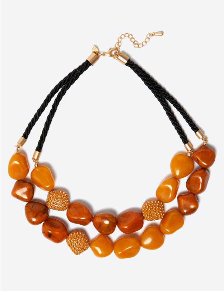 Marks & Spencer Studded Bead Necklace Mustard