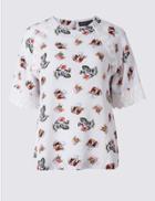 Marks & Spencer Petite Ditsy Print Crochet Trim Shell Top Ivory Mix