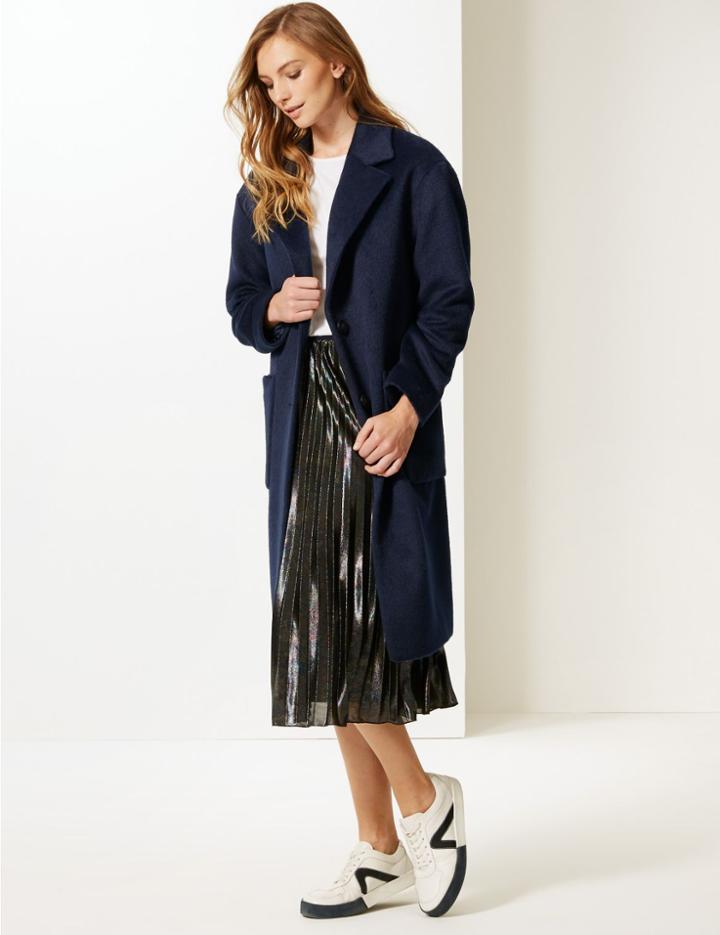 Marks & Spencer Single Breasted Coat Navy