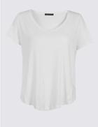 Marks & Spencer Pure Cotton V-neck Short Sleeve T-shirt White