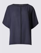 Marks & Spencer Contrasting Edge Kimono Shell Top Navy