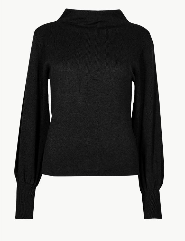 Marks & Spencer Textured Turtle Neck Jumper Black
