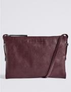 Marks & Spencer Faux Leather Across Body Bag Burgundy
