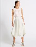 Marks & Spencer Handkerchief Hem A-line Midi Skirt Winter White