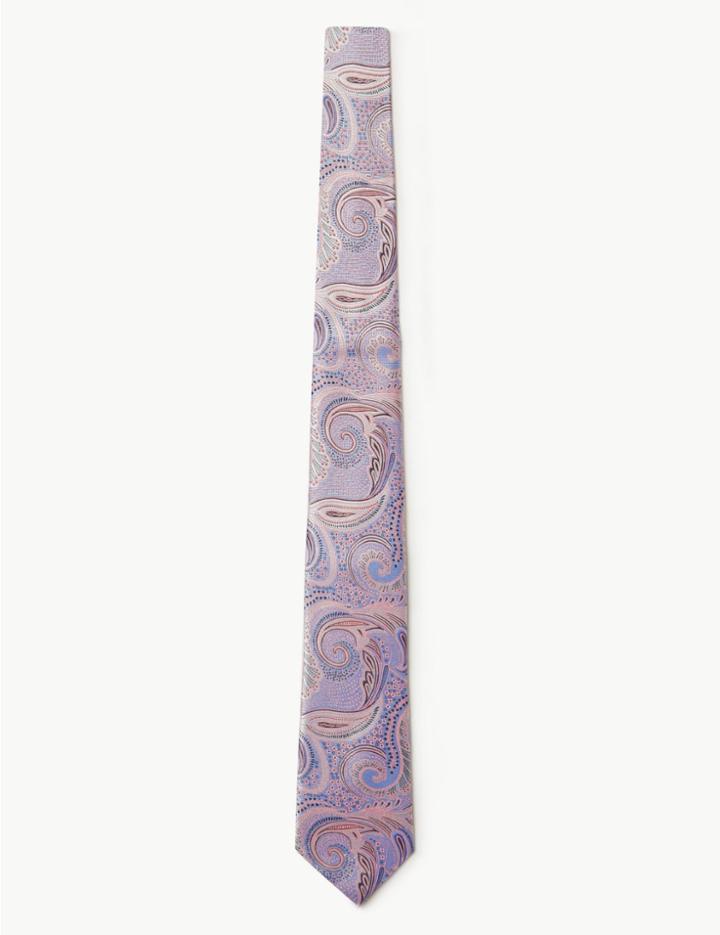 Marks & Spencer Pure Silk Paisley Tie Pale Pink