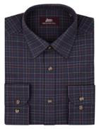 Marks & Spencer Pure Cotton Twill Checked Shirt Navy Mix