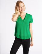 Marks & Spencer V-neck Short Sleeve T-shirt Green