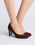 Marks & Spencer Wide Fit Stiletto Heel Court Shoes Burgundy