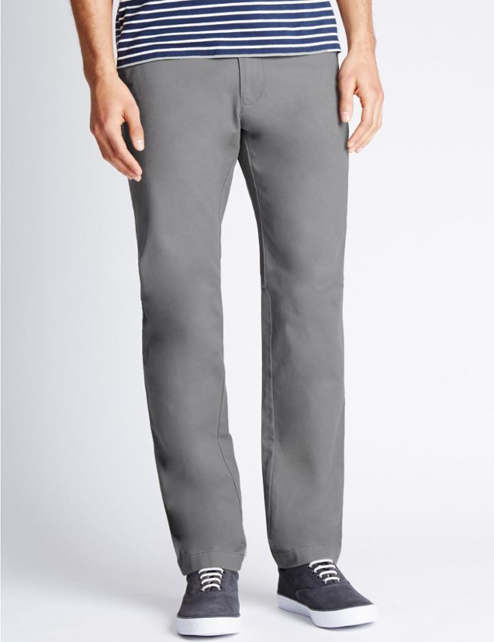 Marks & Spencer Slim Fit Pure Cotton Chinos Medium Grey