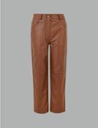 Marks & Spencer Leather Cropped Straight Trousers Copper Tan