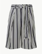 Marks & Spencer Striped Belted High Waist Tailored Shorts Navy Mix