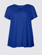 Marks & Spencer Curve V-neck Short Sleeve T-shirt Cobalt