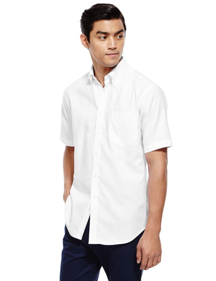 Marks & Spencer Pure Cotton Easy To Iron Oxford Shirt White