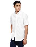 Marks & Spencer Pure Cotton Easy To Iron Oxford Shirt White