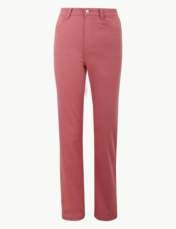 Marks & Spencer Sateen Roma Rise Straight Leg Jeans Antique Rose