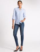 Marks & Spencer Drop Hem Mid Rise Skinny Leg Jeans Medium Indigo