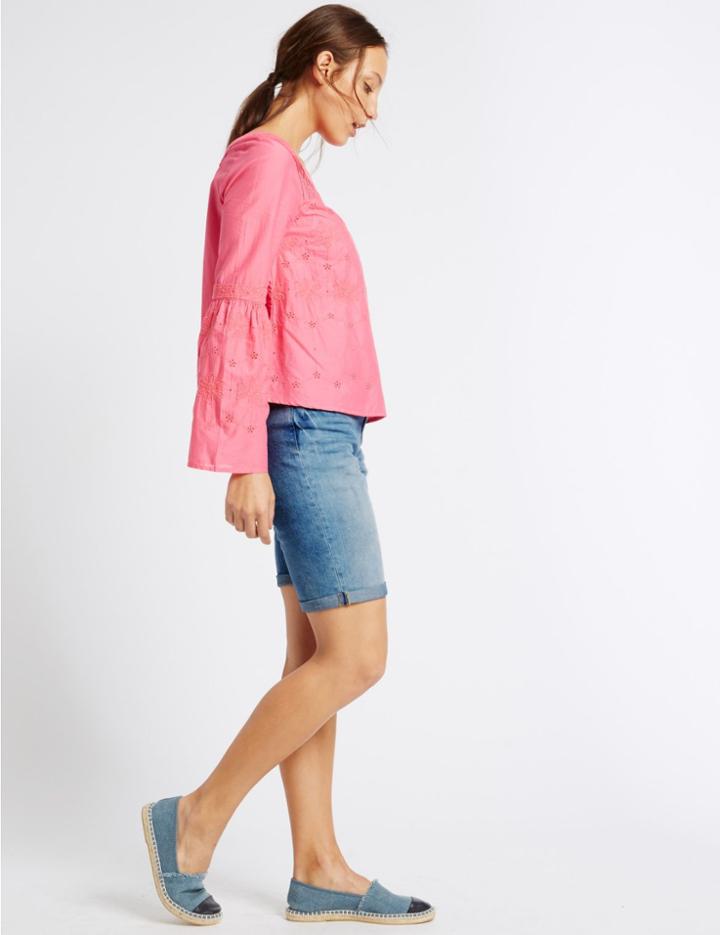 Marks & Spencer Denim Crosshatch Shorts Light Indigo